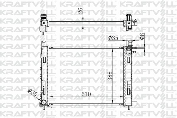 KRAFTVOLL 08040027 | Motor Radyatör Clio IV 12 > Captur 13 > Sandero II 12 > Lodgy 12 > Dokker 12 > 0.9 TCE 1.2Tce / 1.5 DCI / 1.6 > Brazing
