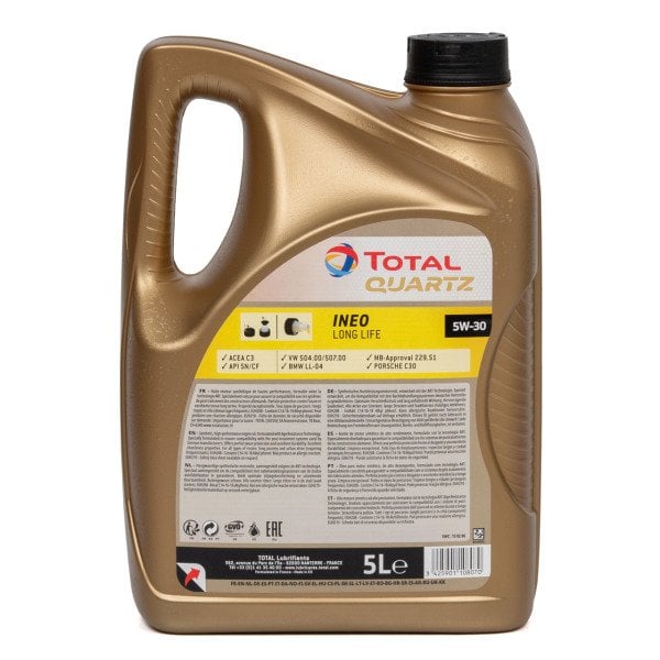 TOTAL 213819 | Quartz İneo Long Life 5W30 5lt Motor Yağı Partiküllü Psa Onaylı Acea C3