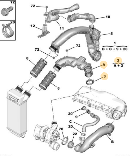 Peugeot RCZ 1.6THP 16 VALF Turbolu 2010 -2015 Turbo Hortum Frow Marka