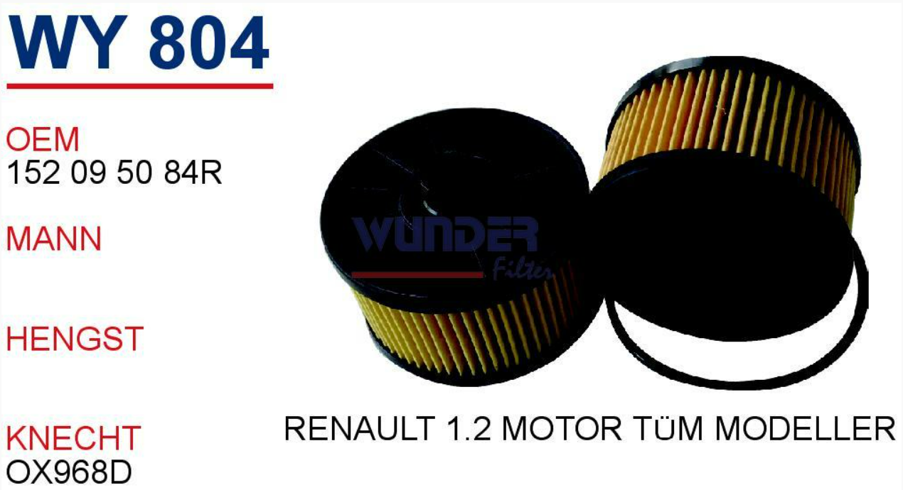 Renault Clio 4 2012-2018 0.9 tCe 1.3 tCe Yağ Filtresi Wunder Marka
