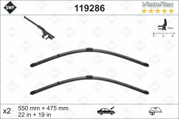VALEO 119286 | Silgi Süpürgesi Tk 55 + 45Cm Astra.H (Fb)