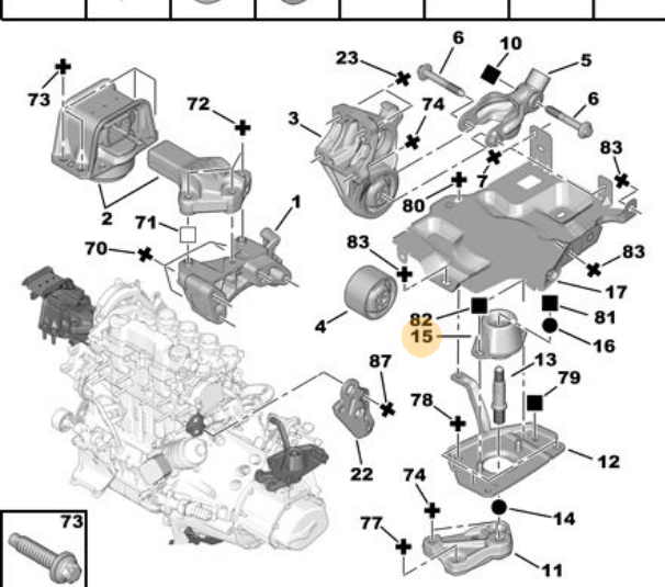 MOPAR (PSA) 1844.51 | Şanzuman Takoz Sol-Üst P106 / P206 / P307 Benz