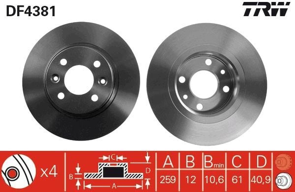 TRW DF4381 | Fren Diski Ön Logan I (Ls_) 04-151.5 DCI 45017 45078 1.5 DCI 1.6 (Ls0l, Ls09, Ls0v, Ls0p, Ls18, Ls1s, Ls1v, Ls1 1.5 DCI Logan I Station Wagon (Ks_) 07-151.5 DCI 1.5 DCI 1.6 (Ks0l, Ks0m, Ks0p, Ks1s) 45017 1.5 DCI (Ks04, Ks1l) Logan / Stepway I
