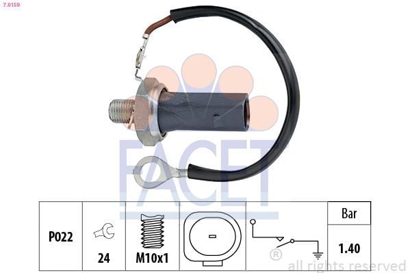FACET 7.0159 | Yağ Müşürü 1.2 / 1.6 Bar (Bır Kutuplu Siyah) Golf V 04-07 Passat 06-07 Touran 03-05 A3 04-07 A4 05-08