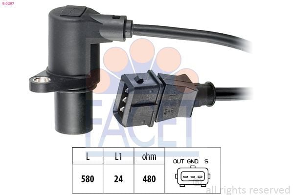 FACET 9.0297 | Krank Mili Devir Sensörü 1.6-1.8-1,8T Passat 96-00 A80 A4 A6 93-95