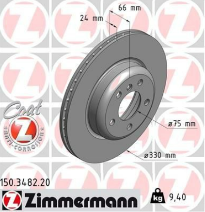 ZIMMERMANN 150.3482.20 | Fren Diski Ön Standart BMW 5 Serisi F10 F11 2010 > 330mm