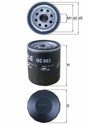 MAHLE OC983 | Yağ Filtresi SLX-Tmp-Plo-Alb-Mra 1.2-1.4-1.6