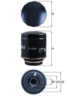 MAHLE OC593-3 | Yağ Filtresi 10-Polo-Golf.VI-Jetta-A1-A3-Fabia-Ibiza 1.2-1.4Tsi (2Bar)