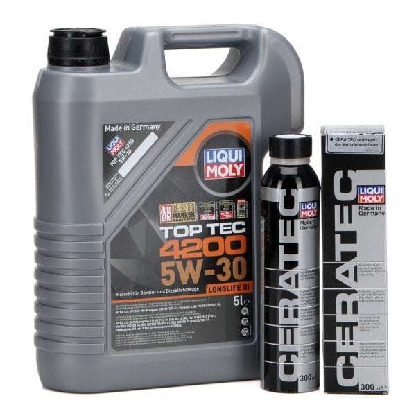 LIQUI MOLY 5W-30 Motor Yağı Tam Sentetik Top Tec 4200 5 Litre 8973 + Ceratec Katkı Kiti (7181)