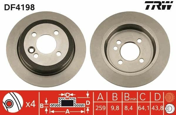 TRW DF4198 | Disk Arka 02-Mini Cooper | 1 Adet