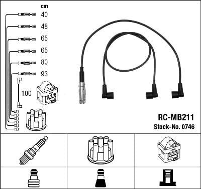 NGK 0746 | Buji Kablosu Tk (M103) 190 W201 86-93 W124 86-93 W126 86-91 W463 90-97