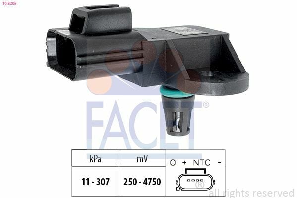 FACET 10.3205 | Emme Manifold Hava Giriş (Map) Sensörü Transit V347 2,2 TDCI / 2,4Tdcı 06 > 14 Boxer III Jumper III 2.2Hdı 06 > 14