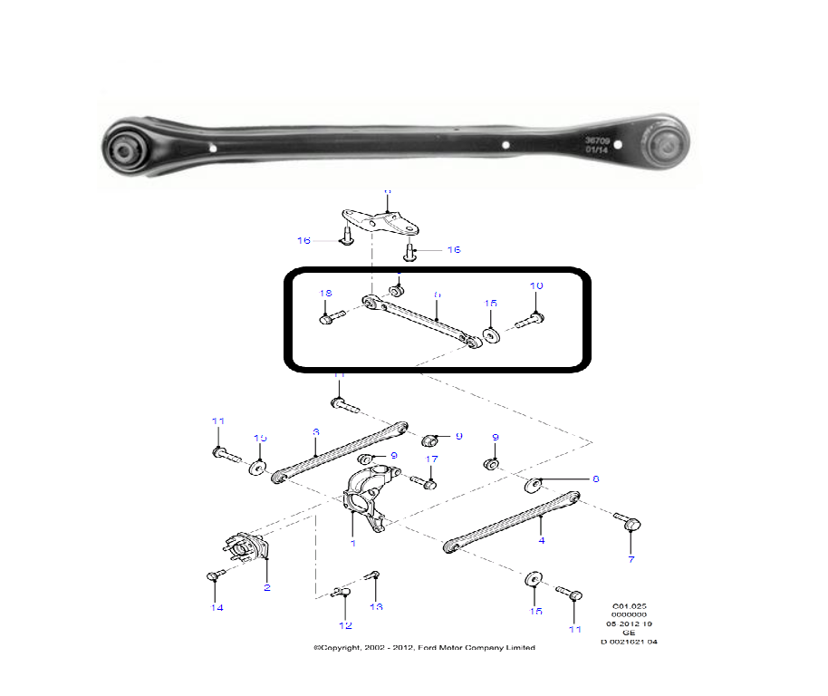 KRAFTVOLL 13050968| Ford Mondeo 2001-2007 Sedan Arka Denge Kolu (Arkada Kalan)