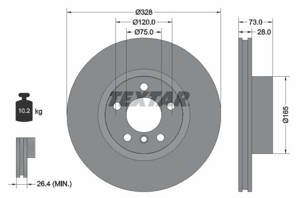 TEXTAR 92257105 | Fren Diski F-25 / 26 Ön Tek | 2 Adet