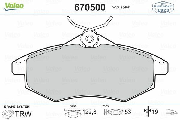VALEO 670500 | Fren Balata Ön 02-C2-C3 1.4Hdi