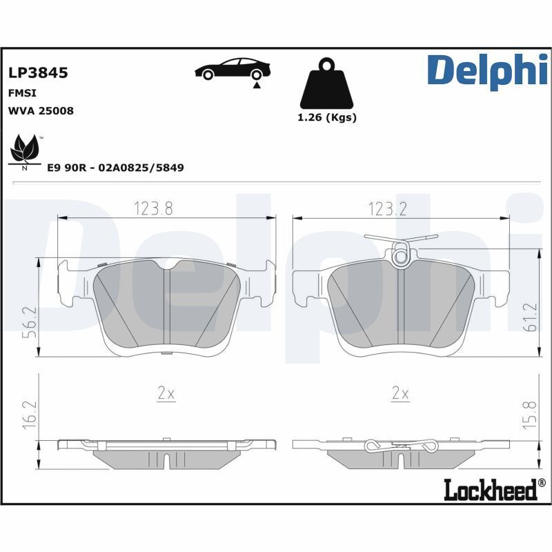 DELPHI LP3845 | Arka Fren Balatası VW T-Roc Audi Q2 Seat Leon Skoda Karoq