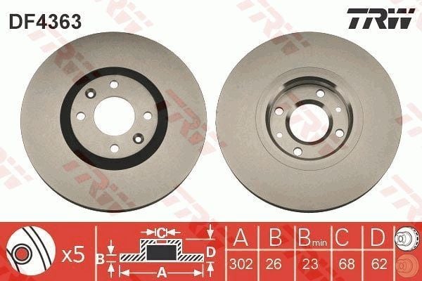 TRW DF4363 | Disk On 07 &Gt, Pt.207-C4.Picasso Kaplamalı | 1 Adet