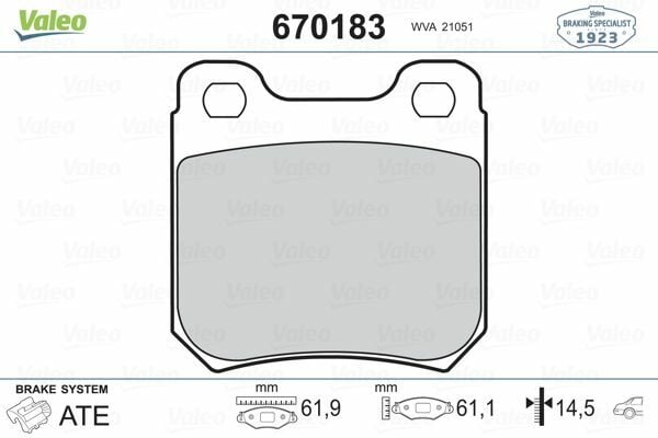 VALEO 670183 | Fren Balata Arka Vectra.B-Omega.A