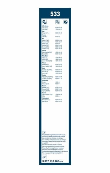 BOSCH 3397118405 | Silecek Süpürgesi Takım Twın [530 / 475 mm]