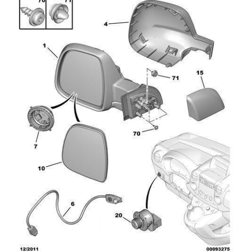 PSA 1679996180 | Citroen Berlingo 2009-2018 Sağ Dış Dikiz Aynası Orijinal