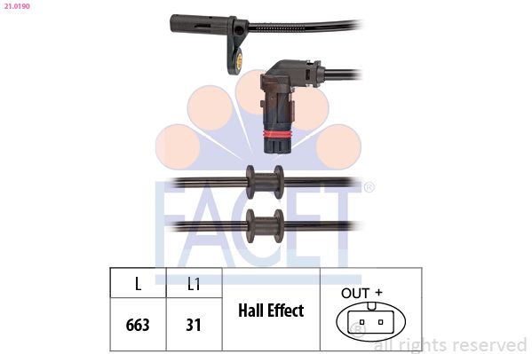FACET 210190 | On ABS Sensörü Mercedes W203 S203 Cl203 C209 A209 R171
