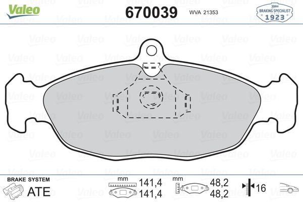 VALEO 670039 | Fren Balata Ön 91-Astra.F-Corsa.B