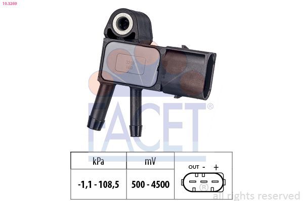 FACET 10.3269 | Basınç Sensörü W204 07 > 14 C219 05 > 10 W212 09 > 16 C207 09 > 16 W221 09 > 13 Vito W639 03 > Sprinter 906 09 >