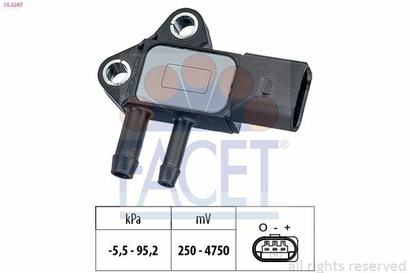 FACET 10.3297 | Eksoz Basınç Sensörü Caddy III Golf V Golf VI Plus Jetta III Passat 1.9 2.0 TDI Crafter T5 Polo Tiguan Asb Akn Bmc Bng Bpp Ble Bwf Cbwa
