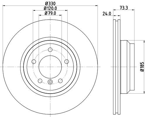 HELLA PAGID 8DD355111-941 | Fren Diski Ön Hava Kanallı (BMW E90 Lcı) | 2 Adet