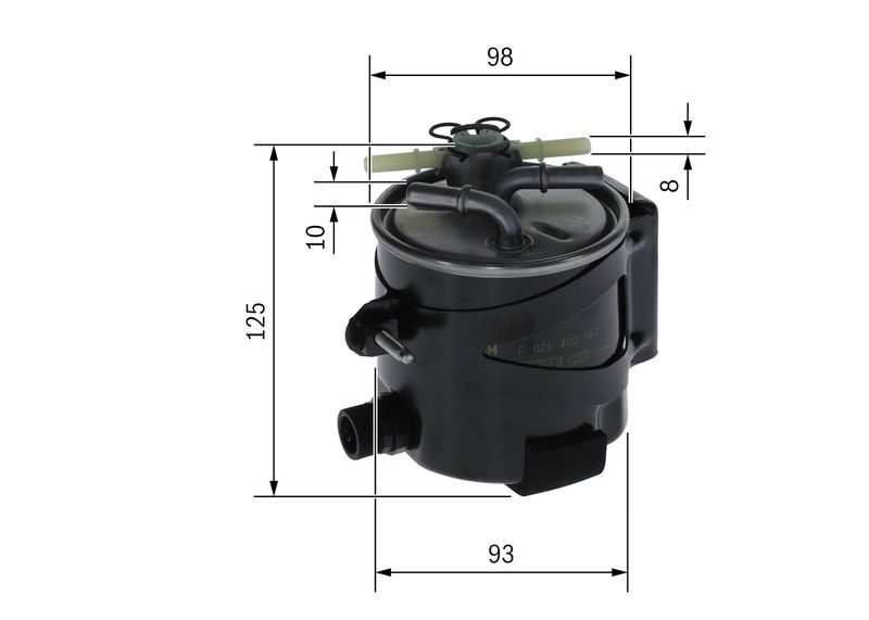 BOSCH F026402061 | Mazot Filtresi 05-Megane.II 1.5 DCI 100Hp *Euro4* Metal Sac Musırlı