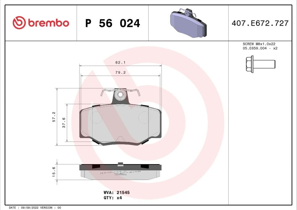 BREMBO P56024 | Fren Balatası Arka Nissan Primera P11 96-02 Almera 00-/