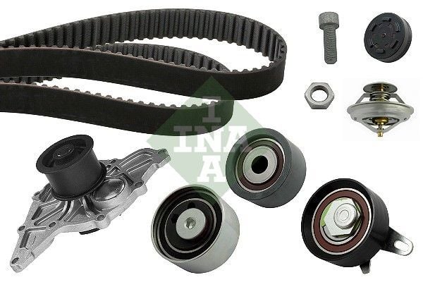 INA 530041631 | Triger + Mazot Pompa Kayış Seti + Devirdaim + Termostat (VW Passat 97-02 Audi A4 98-08 A6 98-05)