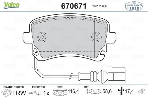 VALEO 670671 | Fren Balata Arka 03-Tprt.T-5 + Fs