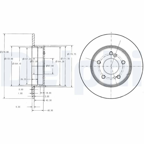 DELPHI BG3326 | Disk Arka 96-07 C-Seri (W202-W203) E-Seri (W124-W210) *U.K** Y.No:Bg3326c | 1 Adet