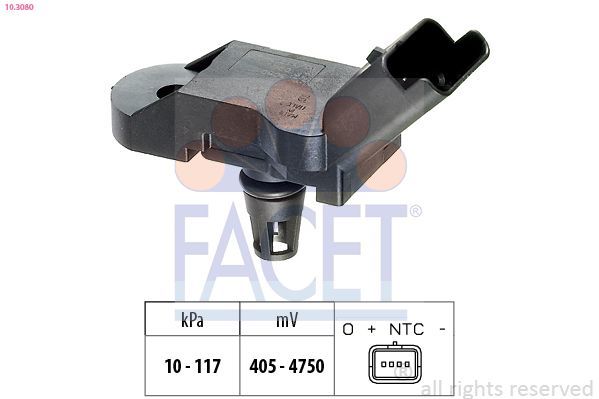 FACET 10.3080 | Basınç Sensörü Emme Manifold 106 Sxo-306 Xsara Tu3jp Bipper Nemo Fiorino 206 + T3e Plus 207 Tu3a 1
