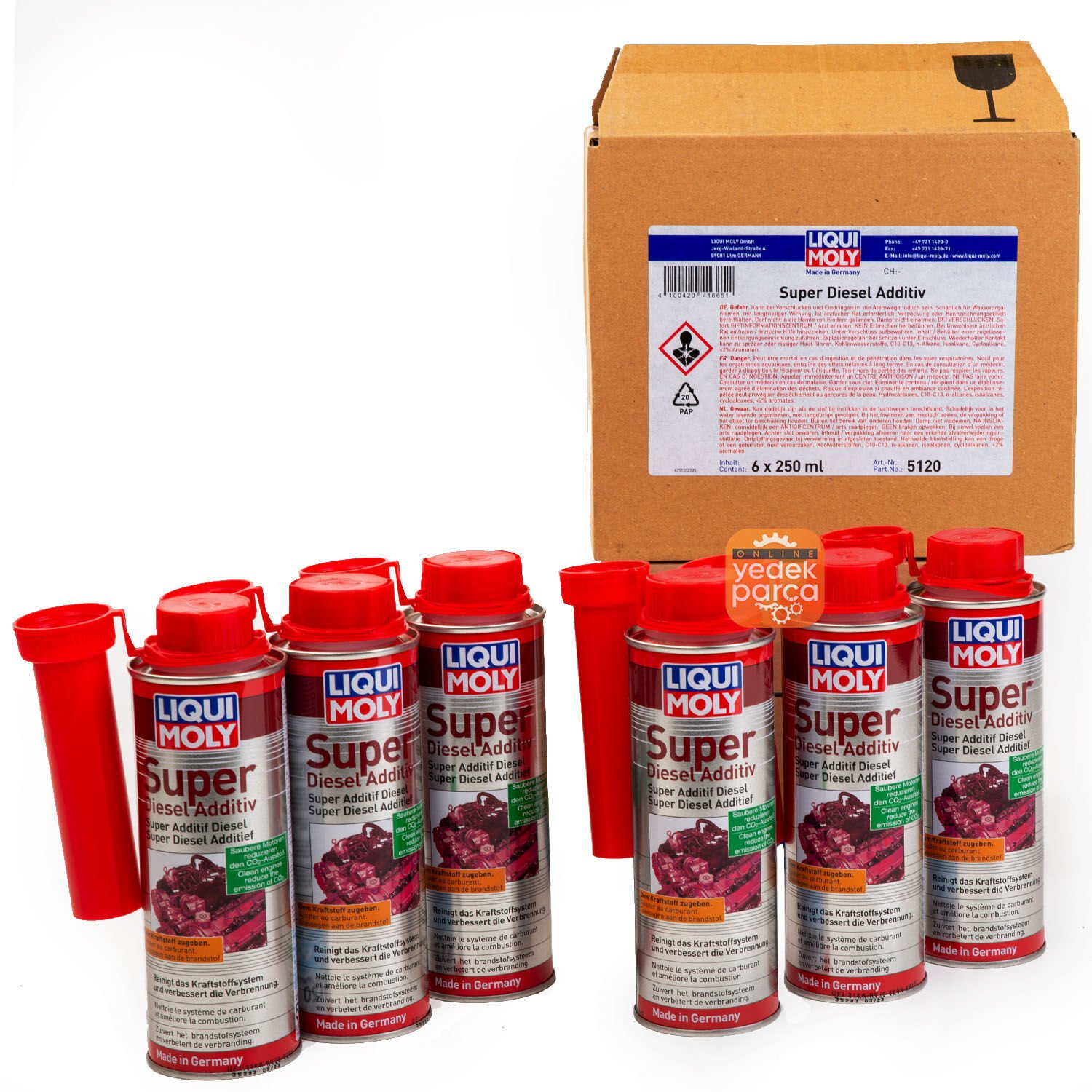 LIQUI MOLY 5120 | Süper Dizel Yakıt Katkısı Enjektör Ve Yanma Odası Temizleyici 250 ML () 6 Lı Paket