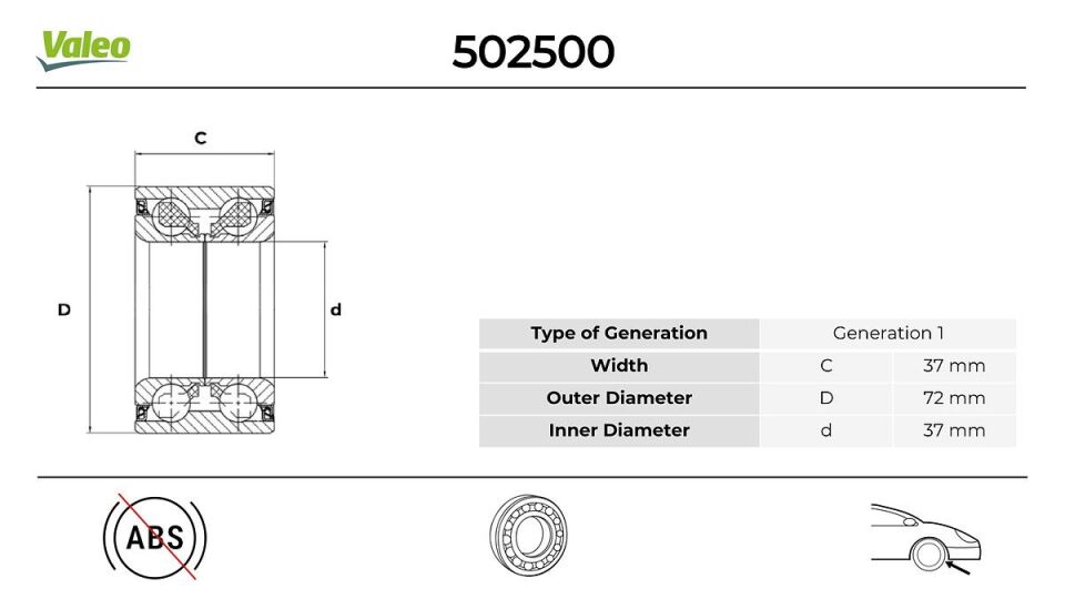 VALEO 502500 | Tekerlek Rulmanı Ön Abssız Tempra-Albea-Marea-Doblo R19 85×85 X 55