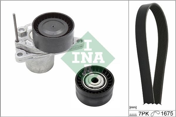 INA 529024710 | V Kayış Seti 1.6 DCI Gergi Kütüğü + Rulman + 7Pk1675 Kayış Scenic IV-Espace V-Megane III-IV-Traffic III