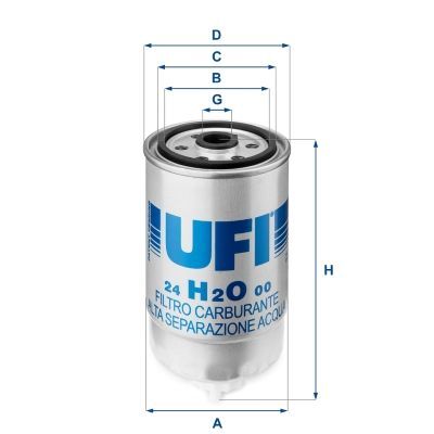 UFI 24.H2O.00 | Mazot Filtresi (Fiat Doblo 1.9 JTD / Freemont 2.0Jtd 2011 / Ducato 2.0Jtd / 2.8Jtd / Peugeot Boxer / Citroen Jumper 2.0 HDI 2.8Hdı) (O