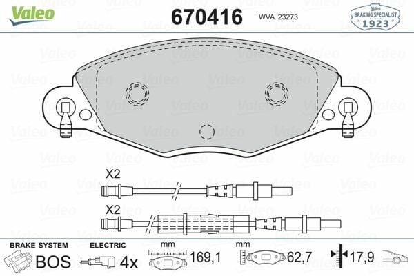 VALEO 670416 | Fren Balata Ön 01-05 C5 2.2Hdi 05-2.0-2.2Hdi