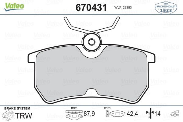 VALEO 670431 | Fren Balata Arka 99-04 Focus