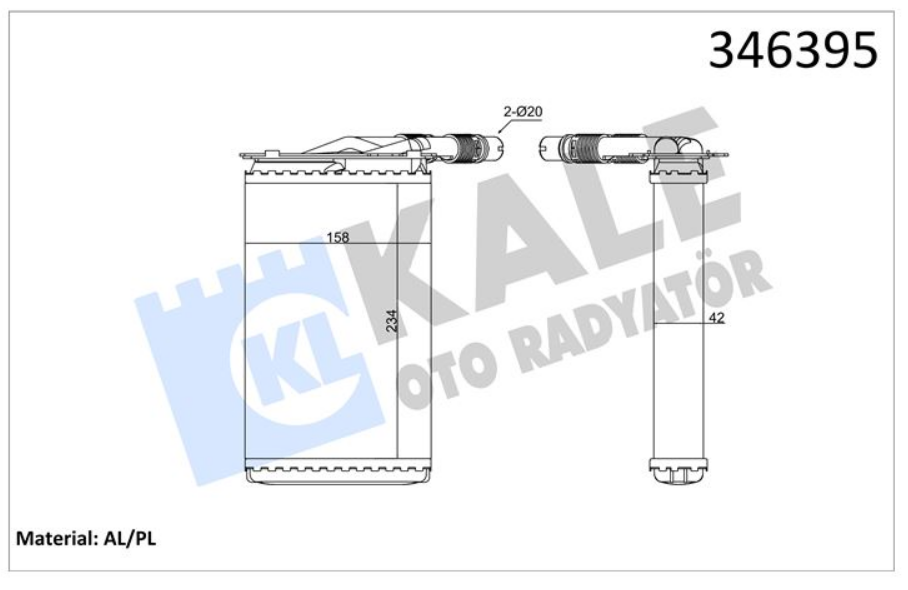 KALE 346395 | Renault Kango 2003- Kalorifer Radyatörü Üründür