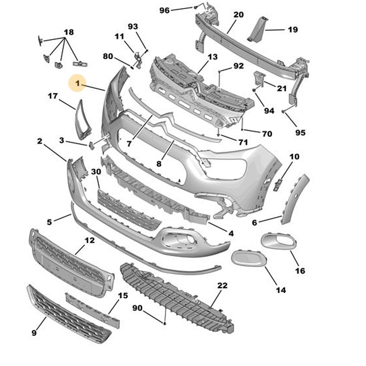 PSA 167373471T | Citroen C3 B618 Makyajlı Ön Tampon Orijinal