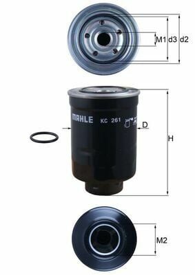 MAHLE KC261D | Mazot Filtresi Mazda B2500 Bt50 D 06-10 Ranger D 99-10 Hilux D 90-05 Hiace D 07-Skystar / Navara