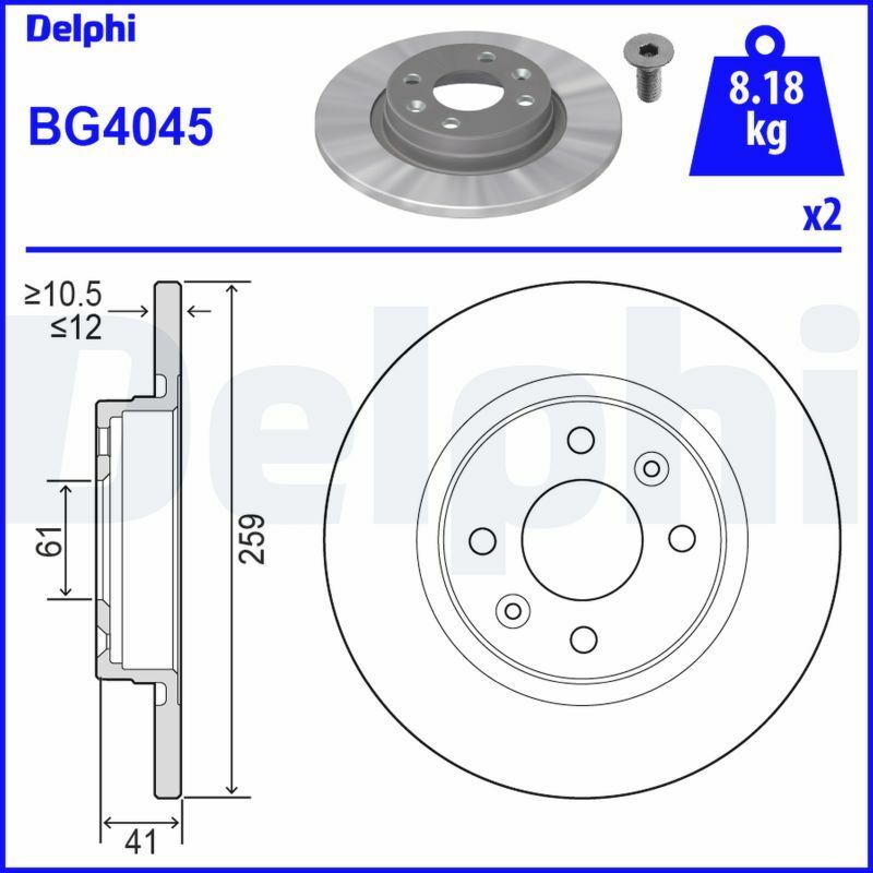 DELPHI BG4045 | Ön Fren Aynası (Dıskı) Logan 04-Sandero 08-Twingo II 1.2 / 1.4 / 1,5 DCI / 1.6 (ABS Lı Araclar İçin)
