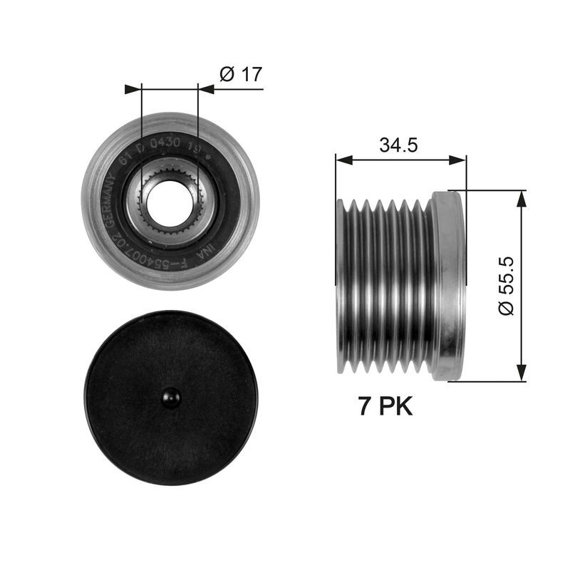 GATES OAP7084 | Alternatör Kasnağı 07-1-Seri (E81-E87) 3-Seri (E90-E91) 5-Seri (E60-E61) X5 (E70)