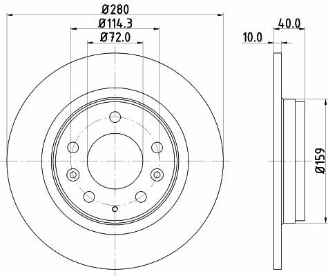 HELLA PAGID 8DD355110-381 | Fren Disk Arka Düz 280-5 (Mazda 6 03-08) / | 2 Adet