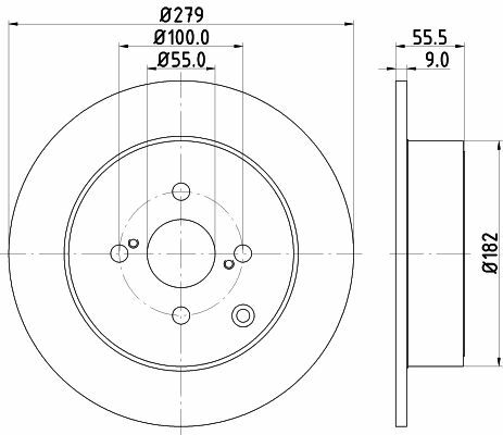 HELLA PAGID 8DD355110-511 | Fren Diski Arka Kaplamalı (279-4)-(Toyota Corolla 03 / 07 1.4 D4d Dizel / Corolla-Verso 04 / 07) | 2 Adet